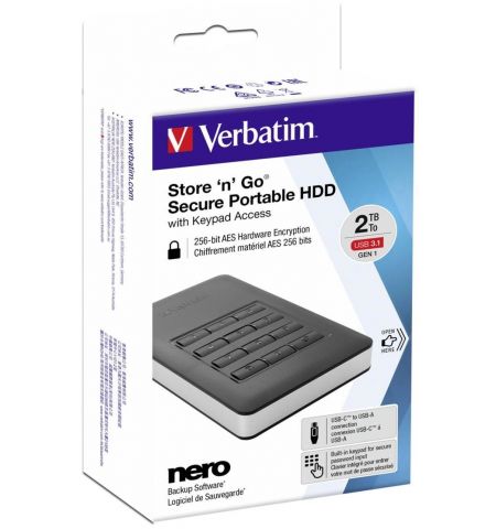 2.5" External HDD 2.0TB (USB3.0/USB-C) Verbatim "Store 'n' Go with
