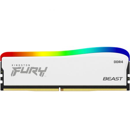 16GB DDR4-3200  Kingston FURY® Beast DDR4 RGB Special Edition, PC25600, CL16, 1.35V, Auto-overclocking, Asymmetric WHITE heat spreader, Dynamic RGB effects featuring Kingston FURY Infrared Sync technology, Intel XMP Ready (Extreme Memory Profiles)