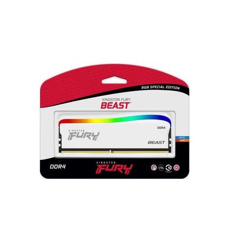 16GB DDR4-3200  Kingston FURY® Beast DDR4 RGB Special Edition, PC25600, CL16, 1.35V, Auto-overclocking, Asymmetric WHITE heat spreader, Dynamic RGB effects featuring Kingston FURY Infrared Sync technology, Intel XMP Ready (Extreme Memory Profiles) 16GB DDR4-3200  Kingston FURY® Beast DDR4 RGB Special Edition, PC25600, CL16, 1.35V, Auto-overclocking, Asymmetric WHITE heat spreader, Dynamic RGB effects featuring Kingston FURY Infrared Sync technology, Intel XMP Ready (Extreme Memory Profiles)