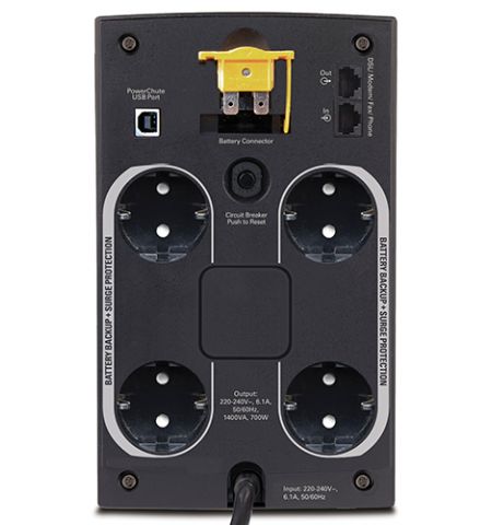 APC Back-UPS BX1400U-GR, 1400VA/700W, AVR, 4 x CEE 7/7 Schuko (all APC Back-UPS BX1400U-GR, 1400VA/700W, AVR, 4 x CEE 7/7 Schuko (all