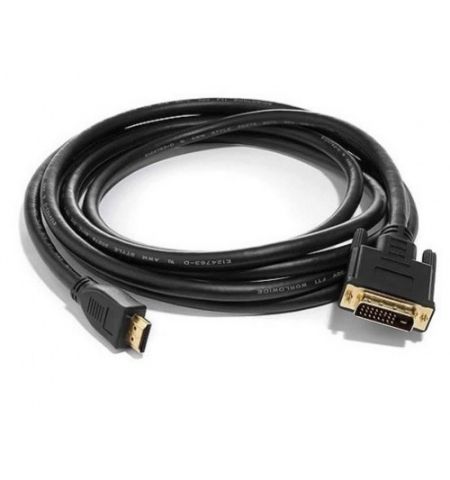 Cable HDMI-DVI - 3m - Brackton "Basic" DHD-SKB-0300.B, 3m, DVI-D cable 24+1 to HDMI 19 pin, m/m, double-shielded 1080i, pastic plug,  golden contacts