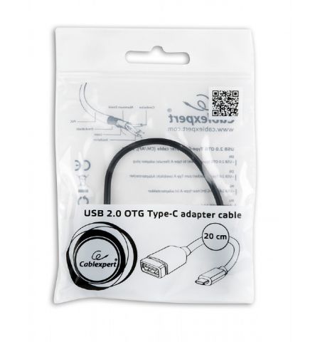 Adapter Type-C-USB2.0 - Gembird  A-OTG-CMAF2-01, USB 2.0 OTG type-C (male) to type-A (female) adapter cable, Black Adapter Type-C-USB2.0 - Gembird  A-OTG-CMAF2-01, USB 2.0 OTG type-C (male) to type-A (female) adapter cable, Black