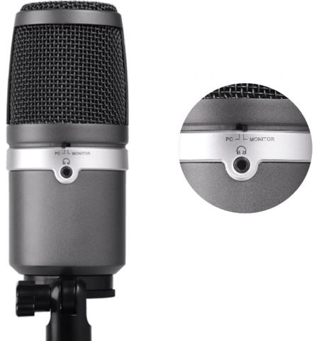 AverMedia USB Microphone - AM310: Uni-directional condenser microphone, Polar pattern: Cardioid, Sample/Bit rate: 48KHz/16bit, Sensitivity: -60 ± 5 dB, Frequency response: 20Hz ~ 20kHz, USB 2.0 Plug&Play