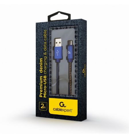 Cable USB2.0/Micro-USB Premium Jeans - 2m - Cablexpert CC-USB2J-AMmBM-2M-BL, Cable USB2.0/Micro-USB Premium Jeans - 2m - Cablexpert CC-USB2J-AMmBM-2M-BL,