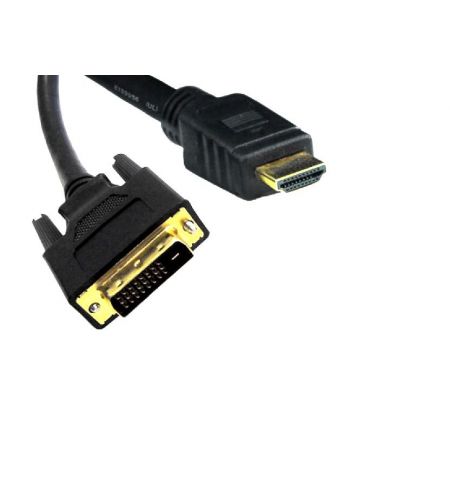 Cable HDMI-DVI - 2m - Brackton "Basic" DHD-SKB-0200.B, 2m, DVI-D cable 24+1 to HDMI 19 pin, m/m, double-shielded 1080i, pastic plug,  golden contacts