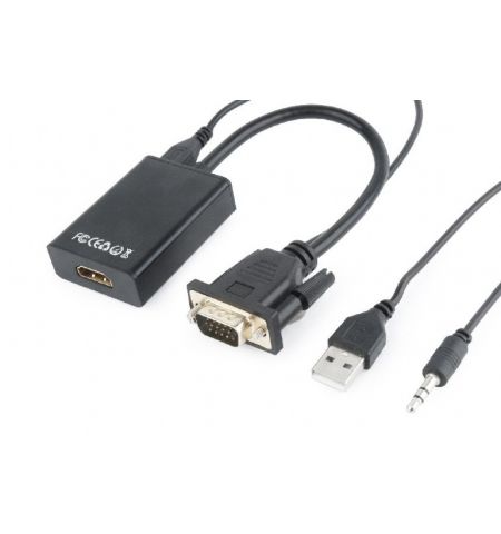 Адаптер Gembird  A-VGA-HDMI-01, VGA to HDMI / 0.15m / black Адаптер Gembird  A-VGA-HDMI-01, VGA to HDMI / 0.15m / black