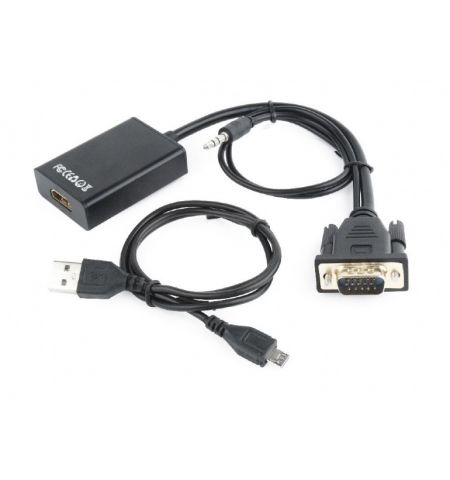 Адаптер Gembird  A-VGA-HDMI-01, VGA to HDMI / 0.15m / black Адаптер Gembird  A-VGA-HDMI-01, VGA to HDMI / 0.15m / black