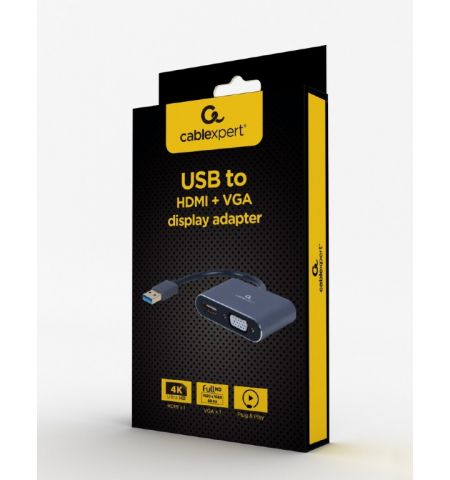 Адаптер Gembird A-USB3-HDMIVGA-01, USB to HDMI + VGA Адаптер Gembird A-USB3-HDMIVGA-01, USB to HDMI + VGA
