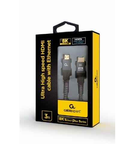 Cable HDMI 2.1  - 3m - Cablexpert CCB-HDMI8K-3M, Ultra High speed HDMI cable with Ethernet, 8K premium series, Supports HDMI 2.1 8K UHD resolutions at 60 Hz,  3 m Cable HDMI 2.1  - 3m - Cablexpert CCB-HDMI8K-3M, Ultra High speed HDMI cable with Ethernet, 8K premium series, Supports HDMI 2.1 8K UHD resolutions at 60 Hz,  3 m