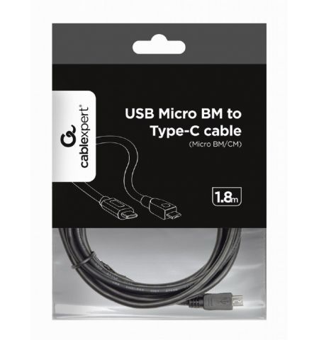 Cable USB 2.0 Micro BM to Type-C - 1.8m - Cablexpert CCP-USB2-mBMCM-6, USB 2.0 Micro BM to Type-C cable (Micro BM/CM), 1.8m Cable USB 2.0 Micro BM to Type-C - 1.8m - Cablexpert CCP-USB2-mBMCM-6, USB 2.0 Micro BM to Type-C cable (Micro BM/CM), 1.8m