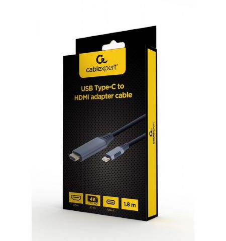 Cable Type-C to HDMI - 1.8m - Cablexpert CC-USB3C-HDMI-01-6, 1.8m, USB Type-C to HDMI display adapter cable, Supported resolutions: HDMI up to 4K at 60 Hz, Space Grey Cable Type-C to HDMI - 1.8m - Cablexpert CC-USB3C-HDMI-01-6, 1.8m, USB Type-C to HDMI display adapter cable, Supported resolutions: HDMI up to 4K at 60 Hz, Space Grey