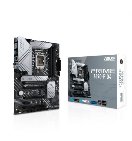 ASUS PRIME Z690-P D4, Socket 1700, 15 Phases, Intel® Z690 (13/12th Gen CPU), CPU graphics, HDMI, DP, Dual 4xDDR4-5333, 4xPCIe x16 5.0, 4xSATA3, RAID, 3xM.2 4.0, 1xV-M.2 slot (Key E), 1xPCIe x1, Realtek HDA 7.1/SPDIF, 2.5GbE LAN, 1xUSB-C 3.2 Gen2x2, 1xUSB ASUS PRIME Z690-P D4, Socket 1700, 15 Phases, Intel® Z690 (13/12th Gen CPU), CPU graphics, HDMI, DP, Dual 4xDDR4-5333, 4xPCIe x16 5.0, 4xSATA3, RAID, 3xM.2 4.0, 1xV-M.2 slot (Key E), 1xPCIe x1, Realtek HDA 7.1/SPDIF, 2.5GbE LAN, 1xUSB-C 3.2 Gen2x2, 1xUSB