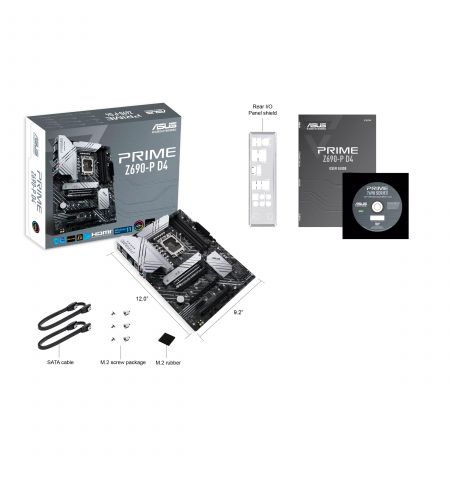 ASUS PRIME Z690-P D4, Socket 1700, 15 Phases, Intel® Z690 (13/12th Gen CPU), CPU graphics, HDMI, DP, Dual 4xDDR4-5333, 4xPCIe x16 5.0, 4xSATA3, RAID, 3xM.2 4.0, 1xV-M.2 slot (Key E), 1xPCIe x1, Realtek HDA 7.1/SPDIF, 2.5GbE LAN, 1xUSB-C 3.2 Gen2x2, 1xUSB ASUS PRIME Z690-P D4, Socket 1700, 15 Phases, Intel® Z690 (13/12th Gen CPU), CPU graphics, HDMI, DP, Dual 4xDDR4-5333, 4xPCIe x16 5.0, 4xSATA3, RAID, 3xM.2 4.0, 1xV-M.2 slot (Key E), 1xPCIe x1, Realtek HDA 7.1/SPDIF, 2.5GbE LAN, 1xUSB-C 3.2 Gen2x2, 1xUSB