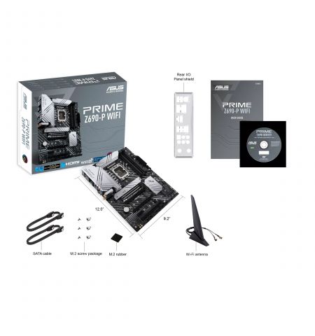 ASUS PRIME Z690-P WIFI, Socket 1700, 15Phases, Intel® Z690 (13/12th Gen CPU), CPU iGPU, HDMI, DP, Dual 4xDDR5-6000, 4xPCIe x16 5.0, 4xSATA3, RAID, 3xM.2 4.0, 1xPCIe X1, Realtek Audio 7.1/SPDIF, 2.5GbE LAN, WiFi6/BT5.2, 1xUSB-C 3.2 Gen2x2+1USB-A Gen2, 7xUS ASUS PRIME Z690-P WIFI, Socket 1700, 15Phases, Intel® Z690 (13/12th Gen CPU), CPU iGPU, HDMI, DP, Dual 4xDDR5-6000, 4xPCIe x16 5.0, 4xSATA3, RAID, 3xM.2 4.0, 1xPCIe X1, Realtek Audio 7.1/SPDIF, 2.5GbE LAN, WiFi6/BT5.2, 1xUSB-C 3.2 Gen2x2+1USB-A Gen2, 7xUS