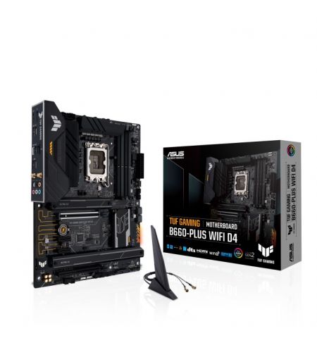 ASUS TUF GAMING B660-PLUS WIFI D4, Socket 1700, 11Phases, Intel® B660 (13/12th Gen CPU), Dual 4xDDR4-5333, HDMI, DP, CPU iGPU, 2xPCIe X16 5.0, 4xSATA3, RAID, 3xM.2 4.0, 2xPCIe X1, ALC897 7.1/SPDIF, 1x2.5GbE LAN, WiFi6/BT5.2, 1xUSB-C Gen2x2, 2xUSBC+A Gen2, ASUS TUF GAMING B660-PLUS WIFI D4, Socket 1700, 11Phases, Intel® B660 (13/12th Gen CPU), Dual 4xDDR4-5333, HDMI, DP, CPU iGPU, 2xPCIe X16 5.0, 4xSATA3, RAID, 3xM.2 4.0, 2xPCIe X1, ALC897 7.1/SPDIF, 1x2.5GbE LAN, WiFi6/BT5.2, 1xUSB-C Gen2x2, 2xUSBC+A Gen2,