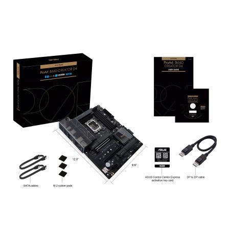 ASUS ProArt B660-CREATOR D4, Socket 1700, 13Phases, Intel® B660 (13/12th Gen CPU), Dual 4xDDR4-5333, HDMI, DP, Type-C, CPU iGPU, 2xPCIe X16 5.0, 4xSATA3, RAID, 3xM.2 4.0, 1xPCIe X1, Realtek Audio 7.1/SPDIF, 2.5GbE+1GbE LAN, 1xUSB-C Gen2x2, 1xUSB-C Gen2, 6 ASUS ProArt B660-CREATOR D4, Socket 1700, 13Phases, Intel® B660 (13/12th Gen CPU), Dual 4xDDR4-5333, HDMI, DP, Type-C, CPU iGPU, 2xPCIe X16 5.0, 4xSATA3, RAID, 3xM.2 4.0, 1xPCIe X1, Realtek Audio 7.1/SPDIF, 2.5GbE+1GbE LAN, 1xUSB-C Gen2x2, 1xUSB-C Gen2, 6