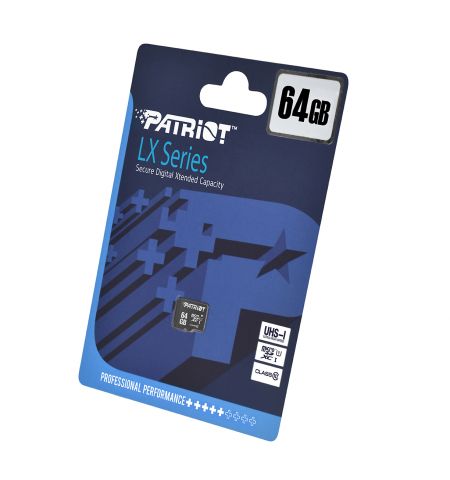 Карта памяти Patriot LX Series microSD + SD adapter / 64GB Карта памяти Patriot LX Series microSD + SD adapter / 64GB