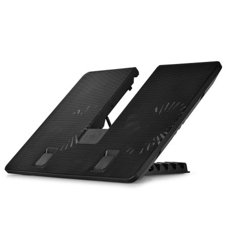 DEEPCOOL "U-PAL", Notebook Cooling Pad up to 15.6", 2 fan - 140mm, 1000rpm, <26dBA, 92.2CFM, 6 viewing Angles Adjustable, U Shape Design, USB 3.0 pass-through connector, Black DEEPCOOL "U-PAL", Notebook Cooling Pad up to 15.6", 2 fan - 140mm, 1000rpm, <26dBA, 92.2CFM, 6 viewing Angles Adjustable, U Shape Design, USB 3.0 pass-through connector, Black