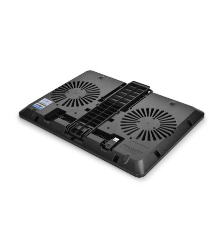 DEEPCOOL "U-PAL", Notebook Cooling Pad up to 15.6", 2 fan - 140mm, 1000rpm, <26dBA, 92.2CFM, 6 viewing Angles Adjustable, U Shape Design, USB 3.0 pass-through connector, Black DEEPCOOL "U-PAL", Notebook Cooling Pad up to 15.6", 2 fan - 140mm, 1000rpm, <26dBA, 92.2CFM, 6 viewing Angles Adjustable, U Shape Design, USB 3.0 pass-through connector, Black