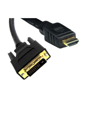 Cable HDMI-DVI - 1.5m - Brackton "Basic" DHD-SKB-0150.B, 1.5m, DVI-D cable 24+1 to HDMI 19 pin, m/m, double-shielded 1080i, pastic plug,  golden contacts
