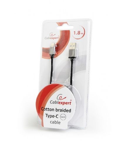 Cable USB2.0/Type-C Cotton braided - 1.8m - Cablexpert CCB-mUSB2B-AMCM-6, Cable USB2.0/Type-C Cotton braided - 1.8m - Cablexpert CCB-mUSB2B-AMCM-6,