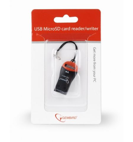 Card Reader Gembird FD2-MSD-3, MicroSDHC, Key ring cord, Black/Orange, Card Reader Gembird FD2-MSD-3, MicroSDHC, Key ring cord, Black/Orange,