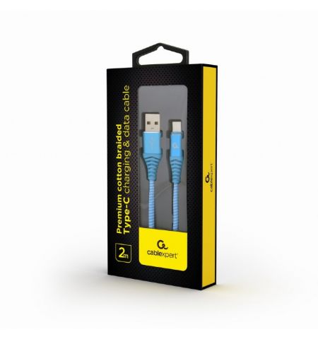 Cable USB2.0/Type-C Premium cotton braided - 2m - Cablexpert CC-USB2B-AMCM-2M-VW, Cable USB2.0/Type-C Premium cotton braided - 2m - Cablexpert CC-USB2B-AMCM-2M-VW,