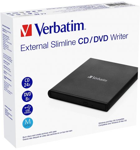 External Slimline CD/DVD Writer VERBATIM, Light Version, Portable External Slimline CD/DVD Writer VERBATIM, Light Version, Portable
