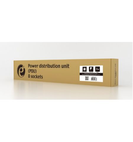 Gembird EG-PDU-014, Power distribution unit (PDU), 8 Schuko sockets, 1U, 16A, 3 m cable