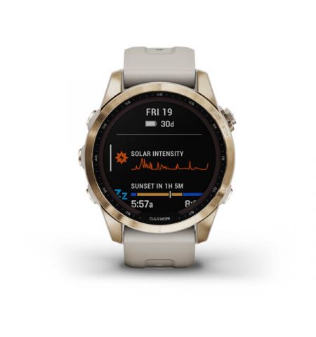 Garmin Fenix 7S Sapphire Solar Cream Gold Titanium with Light Sand Band Garmin Fenix 7S Sapphire Solar Cream Gold Titanium with Light Sand Band