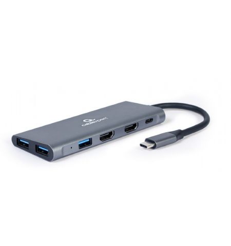 Gembird  A-CM-COMBO3-01, USB Type-C 3-in-1 multi-port adapter (Hub + HDMI + PD), Dual HDMI ports with UHD 4K support Gembird  A-CM-COMBO3-01, USB Type-C 3-in-1 multi-port adapter (Hub + HDMI + PD), Dual HDMI ports with UHD 4K support