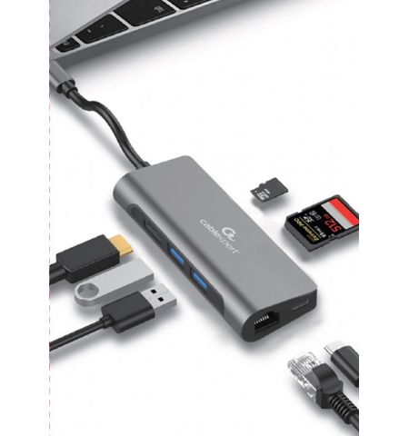 Gembird A-CM-COMBO5-01, USB Type-C 5-in-1 multi-port adapter (Hub Gembird A-CM-COMBO5-01, USB Type-C 5-in-1 multi-port adapter (Hub