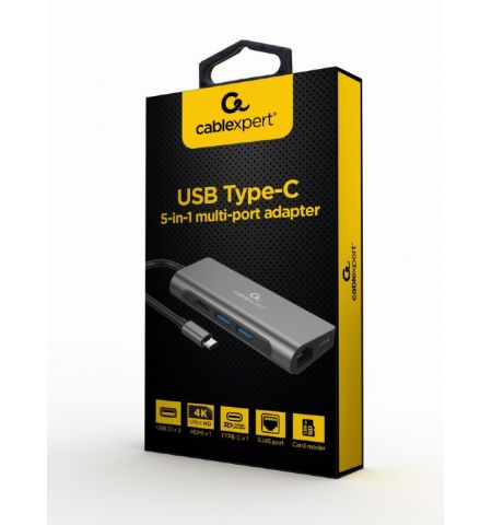 Gembird A-CM-COMBO5-01, USB Type-C 5-in-1 multi-port adapter (Hub Gembird A-CM-COMBO5-01, USB Type-C 5-in-1 multi-port adapter (Hub