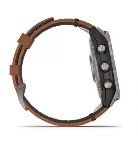 Garmin Fenix 7 Sapphire Solar Titanium with Chestnut Leather Band (includes graphite silicone band)