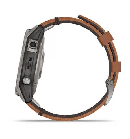 Garmin Fenix 7 Sapphire Solar Titanium with Chestnut Leather Band (includes graphite silicone band)