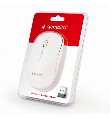 Gembird MUSW-4B-01-W, Wireless Optical Mouse, 2.4GHz, 4-button, 800/1200/1600dpi, Nano Reciver, USB, White Gembird MUSW-4B-01-W, Wireless Optical Mouse, 2.4GHz, 4-button, 800/1200/1600dpi, Nano Reciver, USB, White