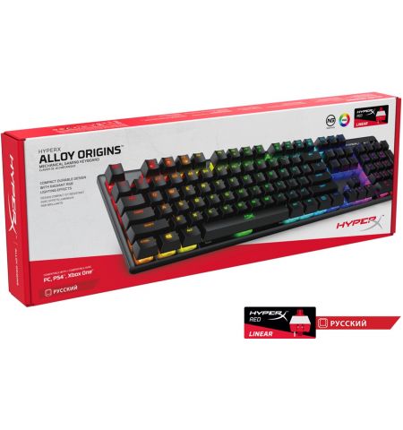 Клавиатура HYPERX Alloy Origins RGB, HyperX Red key switch, [HX-KB6RDX-RU]