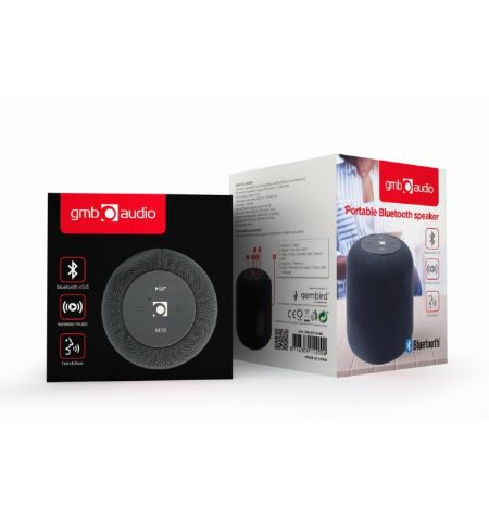 Gembird SPK-BT-15-BK, Bluetooth Portable Speaker, 5W RMS, Bluetooth v.5.1, Built-in microphone, microSD, built-in lithium battery - 1200 mAh, FM-radio: power and audio cables are anntena, Black