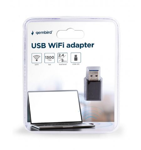 USB 3.0 / Wi-Fi 5 Adapter / Gembird WNP-UA1300-02 / Dual Band AC1300 USB 3.0 / Wi-Fi 5 Adapter / Gembird WNP-UA1300-02 / Dual Band AC1300