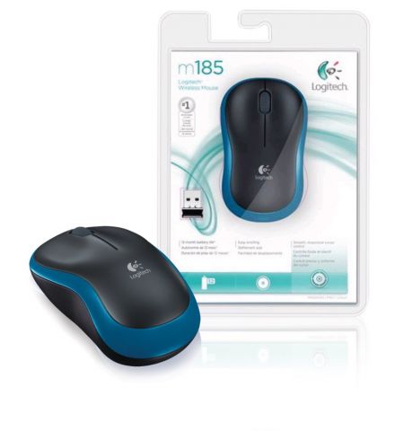 Logitech Wireless Mouse M185 Blue, Optical Mouse for Notebooks, Logitech Wireless Mouse M185 Blue, Optical Mouse for Notebooks,