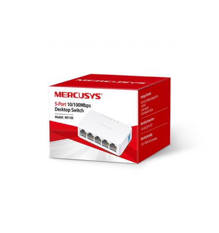 MERCUSYS MS105  5-port Desktop Switch, 5 10/100M RJ45 ports, Plastic case MERCUSYS MS105  5-port Desktop Switch, 5 10/100M RJ45 ports, Plastic case