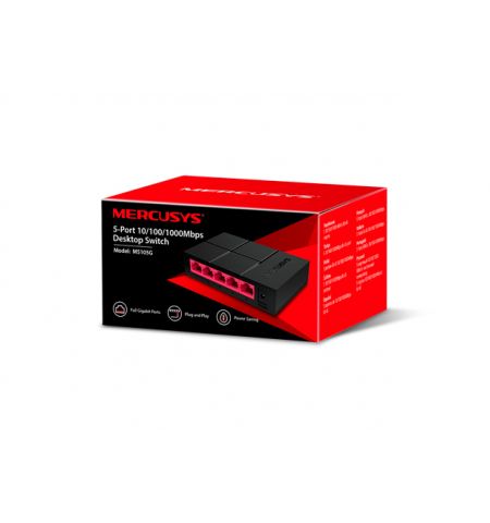 Switch MERCUSYS MS105G / 5 port / Gigabit / RJ45 / plastic case Switch MERCUSYS MS105G / 5 port / Gigabit / RJ45 / plastic case