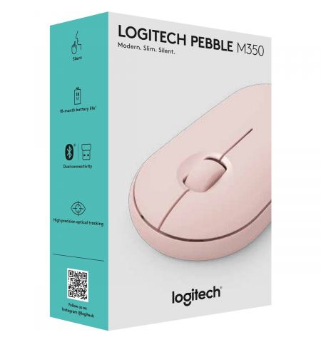 Logitech Wireless Mouse Pebble M350 Rose, Optical Mouse for Notebooks, Logitech Wireless Mouse Pebble M350 Rose, Optical Mouse for Notebooks,