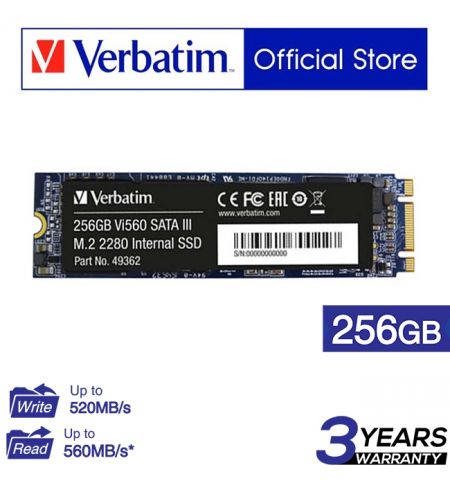 M.2 SATA SSD 256GB Verbatim Vi560 S3, SATA 6Gb/s, M.2 Type 2280 form