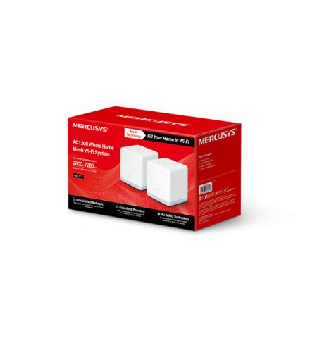Mesh Wi-Fi System MERCUSYS Halo S12 (2-pack)  / AC1200 Dual Band / 2 LAN Port Mesh Wi-Fi System MERCUSYS Halo S12 (2-pack)  / AC1200 Dual Band / 2 LAN Port