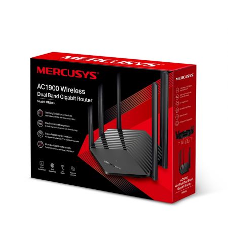 Wireless Router MERCUSYS MR50G / AC1900 Dual Band / Wi-Fi5 / Gigabit / 1WAN+2LAN / 6 external antennas Wireless Router MERCUSYS MR50G / AC1900 Dual Band / Wi-Fi5 / Gigabit / 1WAN+2LAN / 6 external antennas