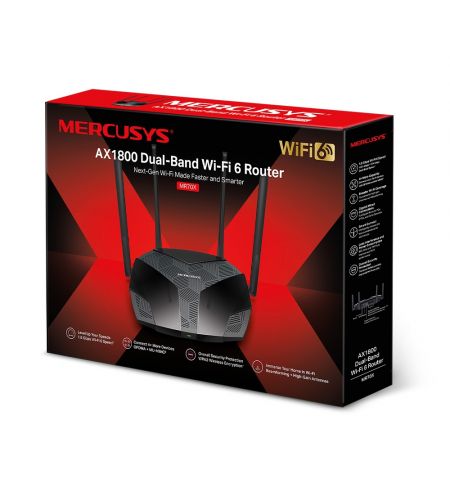 Wireless Router MERCUSYS MR70X  / AC1800 Dual Band / Wi-Fi6 / Gigabit / 1WAN+2LAN / 4 external antennas Wireless Router MERCUSYS MR70X  / AC1800 Dual Band / Wi-Fi6 / Gigabit / 1WAN+2LAN / 4 external antennas