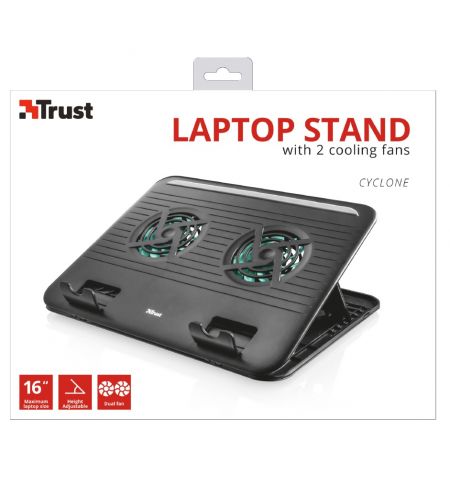 Trust Cyclone, Notebook Cooling Pad up to 16", 2 silent cooling fans,