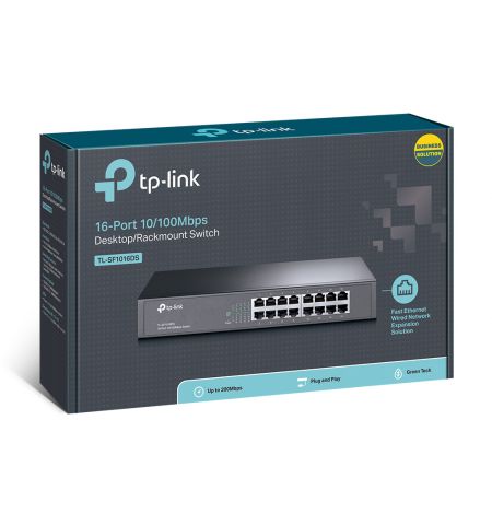 Коммутатор TP-LINK TL-SF1016DS / 16 port / 100Mb / RJ45 / 1U 13-inch rack-mountable steel case Коммутатор TP-LINK TL-SF1016DS / 16 port / 100Mb / RJ45 / 1U 13-inch rack-mountable steel case