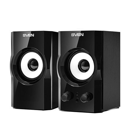 SVEN SPS-605 Black, 2.0 / 2x3W RMS, headphone jack, wooden, 2.5"